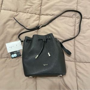 agnès b saffiano leather bucket bag
